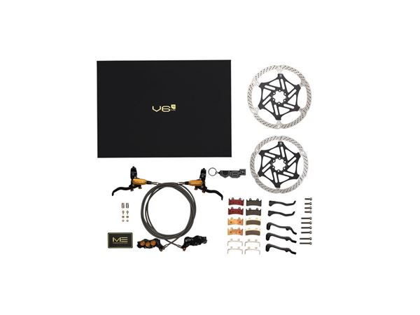 HO-FRENO EVO V6TI MONO EDITION SET 220/220MM NEGRO/DORADO