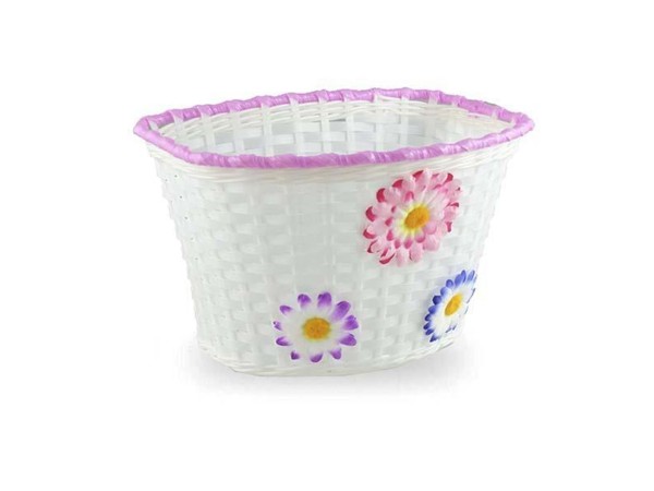 CESTA 20" PLASTICO BLANCO/ROSA FLORES 270X170MM
